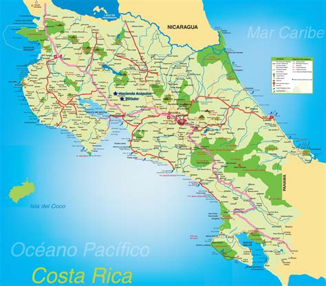 costa rica map for tourists